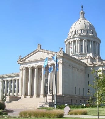 The Oklahoma State Capital building in Oklahoma City